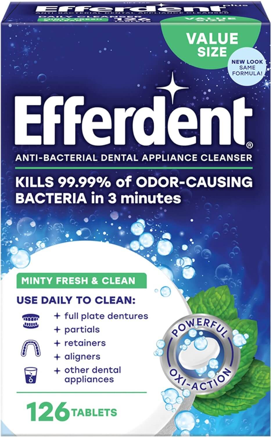 أقراص تنظيف التقويم الشفاف (126 قرص) Efferdent