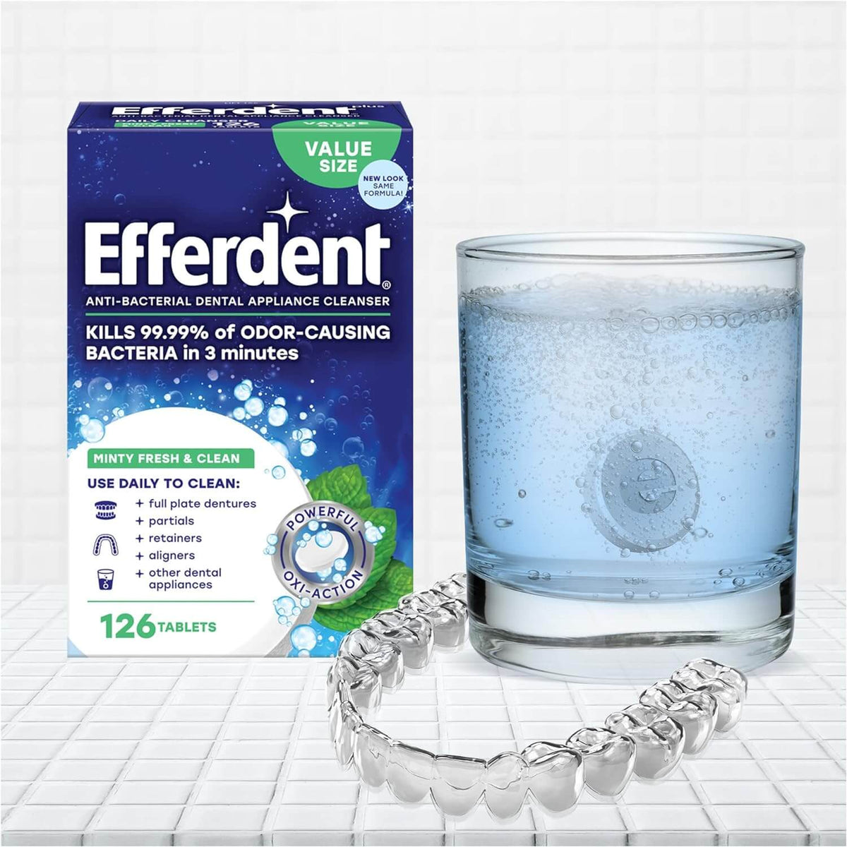أقراص تنظيف التقويم الشفاف (126 قرص) Efferdent