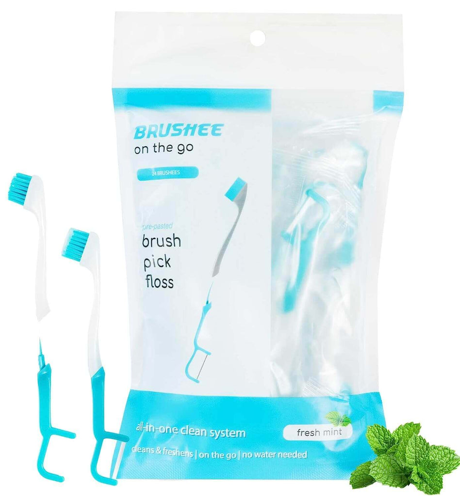 Brushee -  3-in-1 Tool (Pre-Pasted Mini-Brush + Floss + Pick)