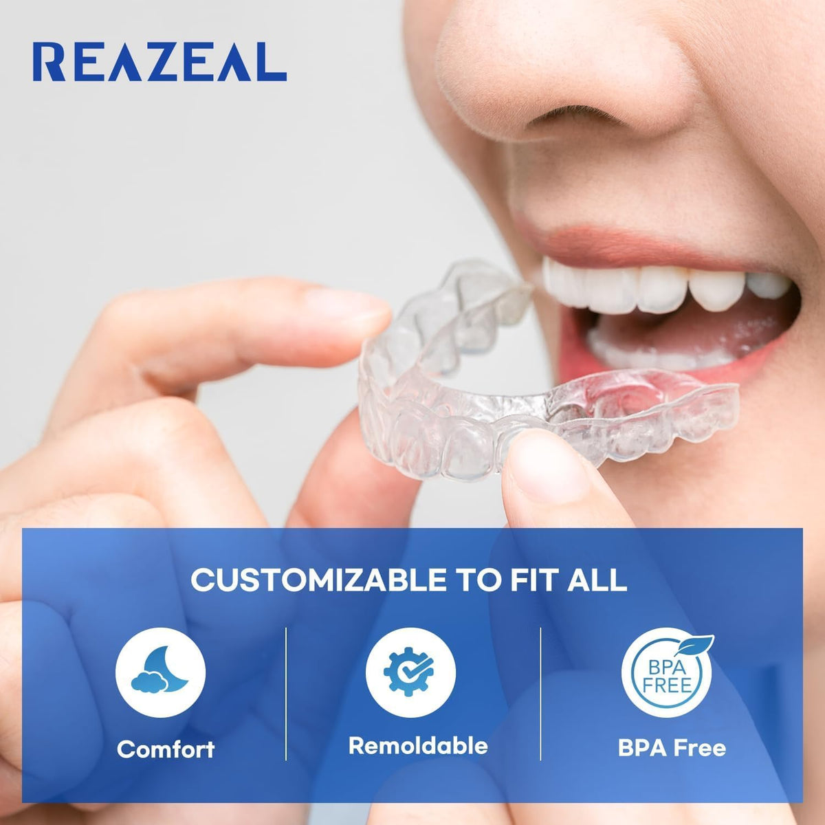 واقي أسنان قابل للتشكيل مع 12 قرص للتنظيف - Reazeal