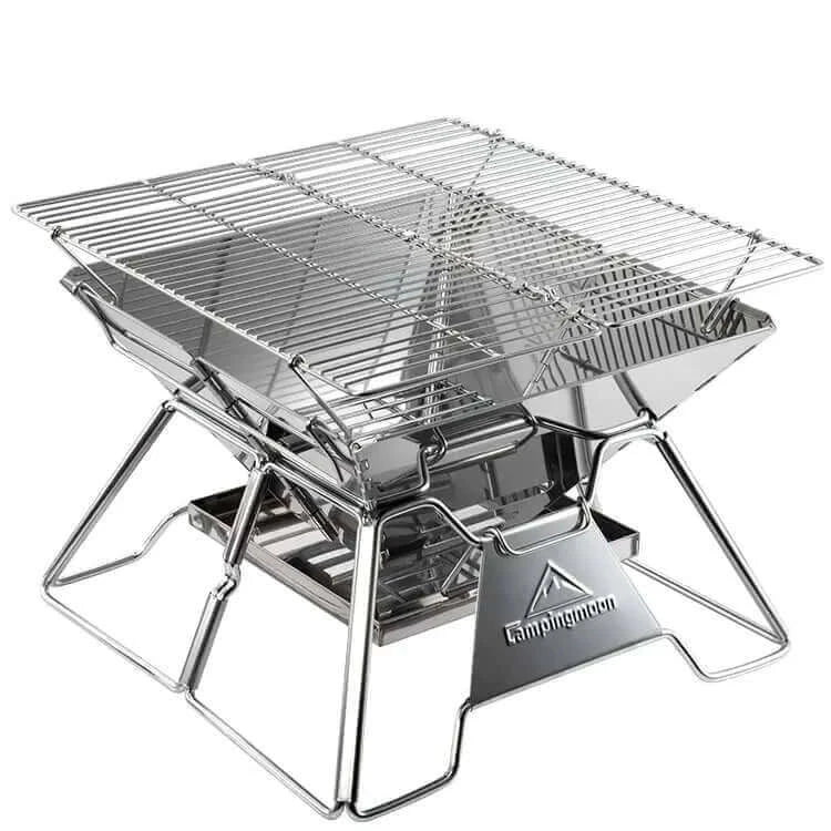 Campingmoon Stainless Steel Foldable Grill 14-inch with Carrying Bag MT-2