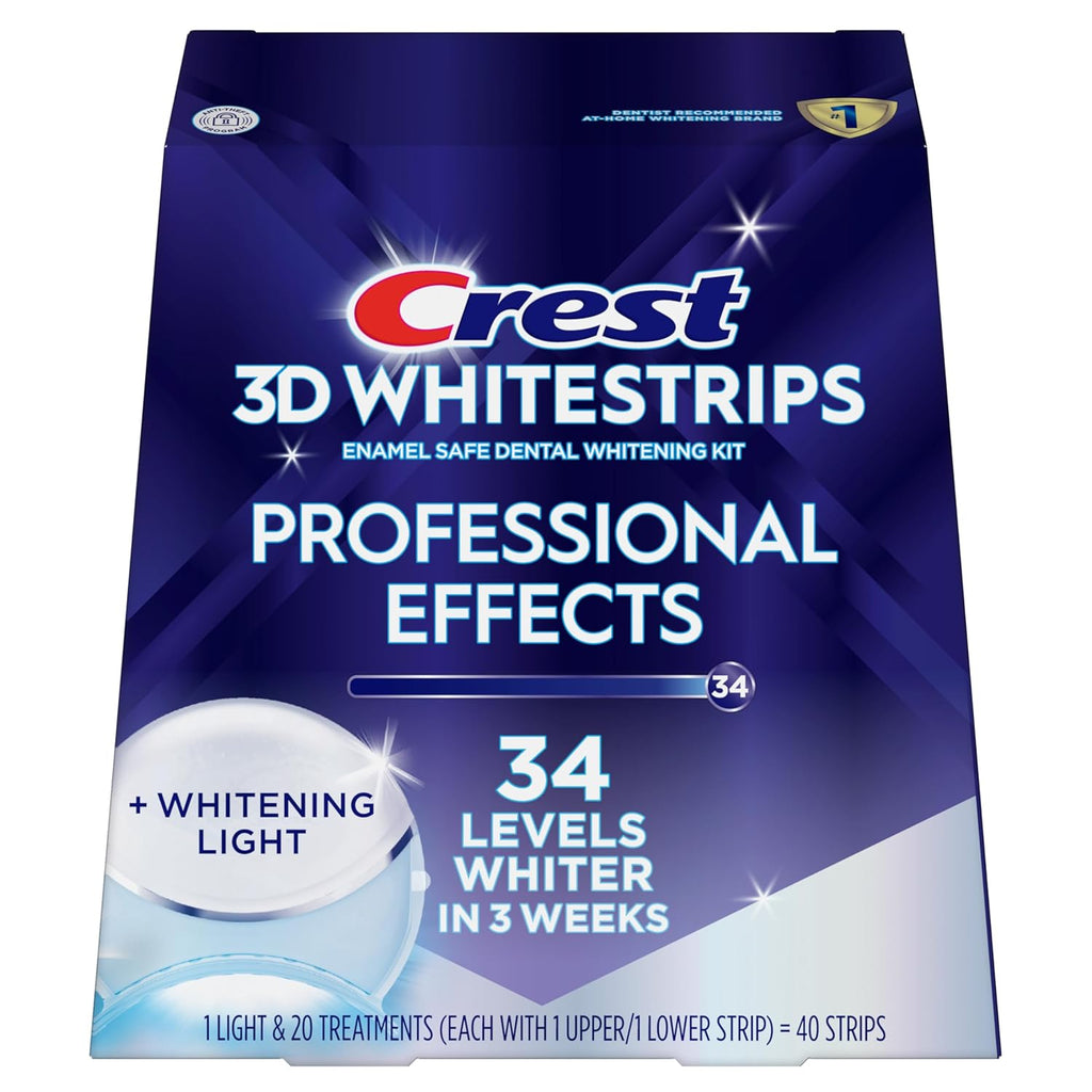 Crest 3DWhitestrips Professional Effects + LED Light , 20 Treatments (34 Levels Whiter)