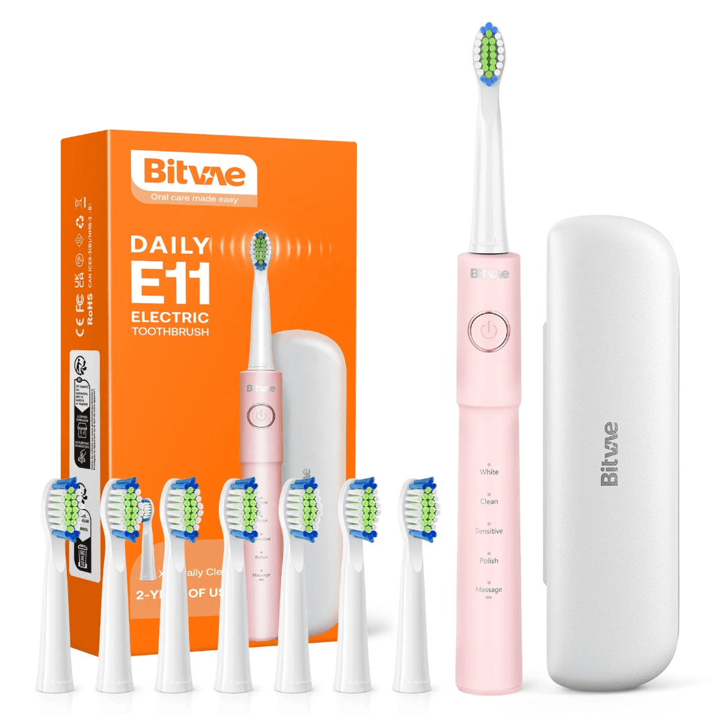 Bitvae E11 فرشاة أسنان كهربائية مع علبة حافظة