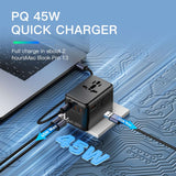 محول سفر مع شاحن فائق السرعة GaN 45W PD