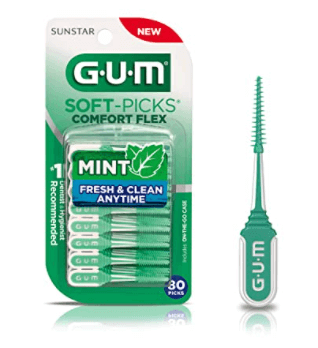 GUM-6705R Soft-Picks Comfort Flex Mint Dental Picks, New Invigorating Mint Flavor, 80 Pieces - Neshtary